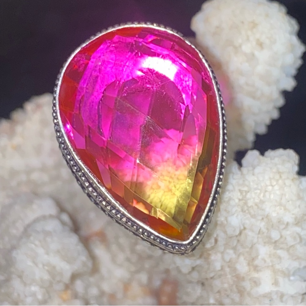 Sparkly Tourmaline bi-color vintage statement ring